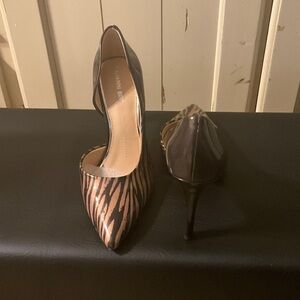 Ganni Black and Brown Tiger-Stripe D'Orsay Pointed Pumps